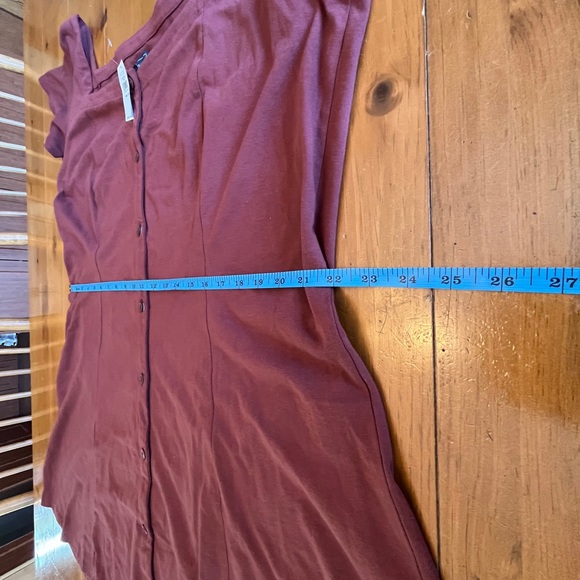 GAP Burnt Russet Red Button-Front Flare Mini Dress - Picture 10 of 12